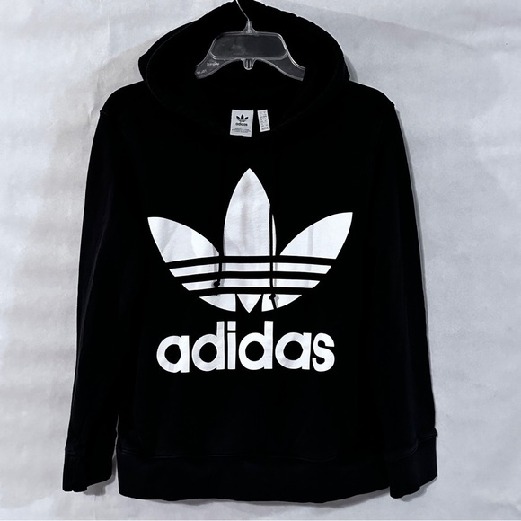 adidas Other - Adidas Classic Leaf Black Hoodie with White Logo